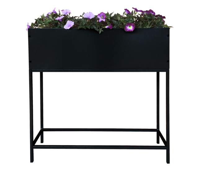 Blomsterkasse Easy sort stål 80 x 80 x 24 cm
